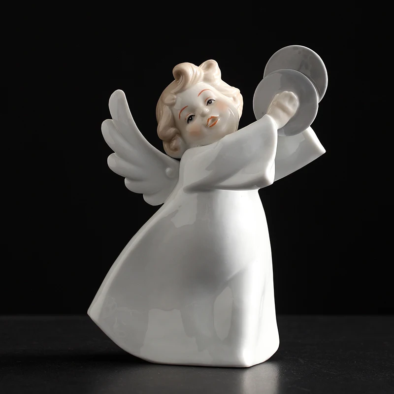 Porcelain Pretty Angel Figurine Ceramic Doll Statue Handmade Art Collectible Sculpture For Home Table Deco Birthday Wedding Gift