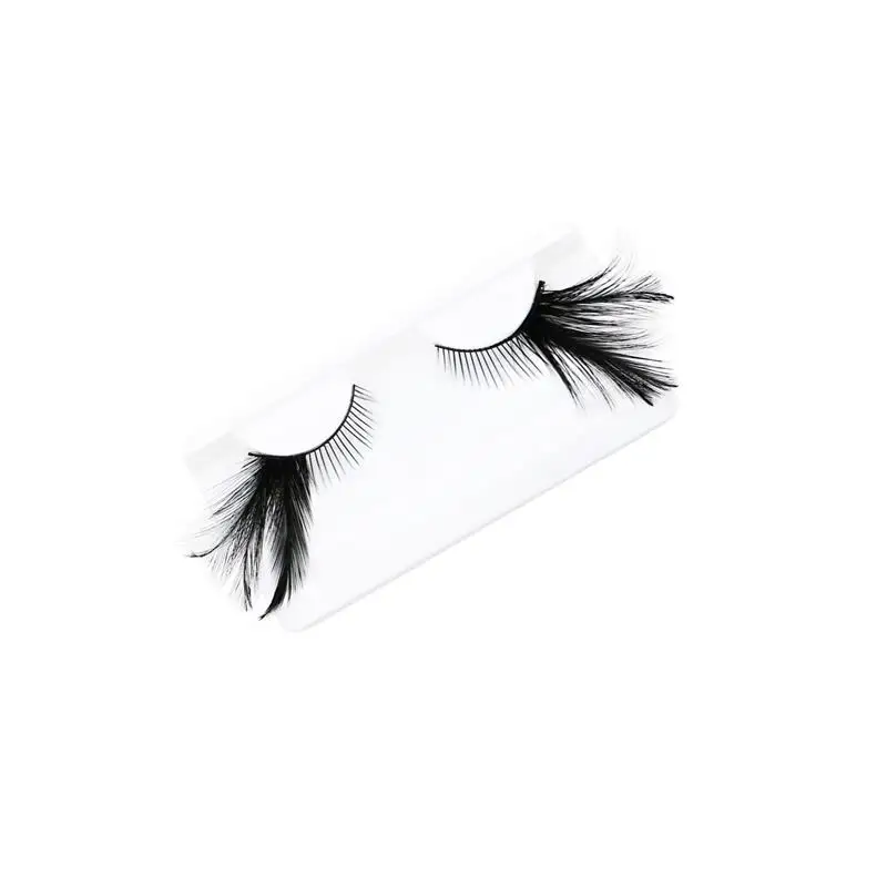 1 Pairs Black Feather Stage Exaggerated False Eyelashes Party Masquerade Nightclub Natural Long Full Strip Eye Lashes YM77