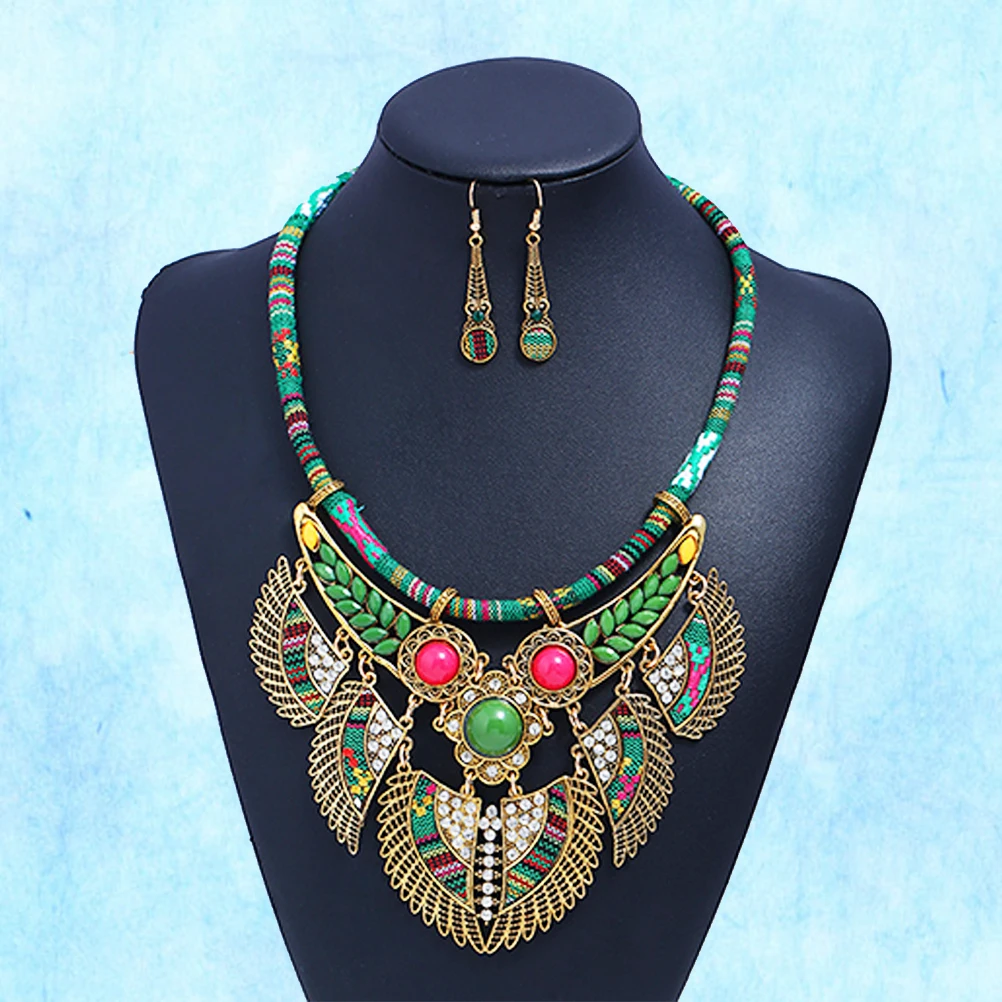 

Ethnic Style Necklace Earring Set Bohemian Jewelry Vintage Fashion Accessories for Wedding Party Gifts