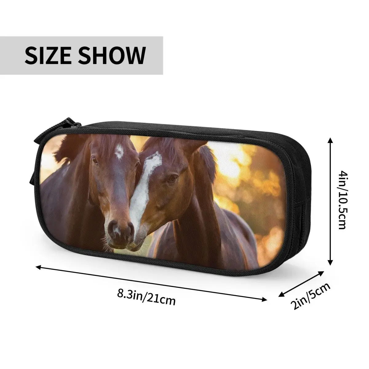 Beautiful Horse Pencil Cases Fun Animal Lovers Pen Bags for Student Big Capacity Students School Gift Pencilcases