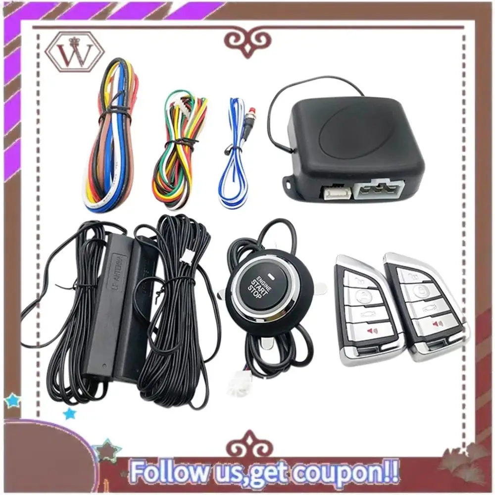 A57E-Car Engine One-Key Start-Stop Button System PKE Keyless Entry System Car Anti-Theft Alarm Remote Start Ignition System