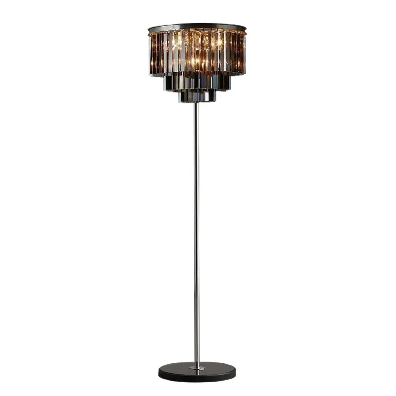 

Luxury crystal floor lamp American Nordic retro simple creative living room bedroom vertical floor lamp