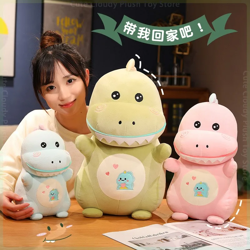 Kawaii mainan mewah dinosaurus kecil lucu lucu boneka hewan kartun 3 warna naga boneka mewah dekorasi kamar untuk hadiah Natal anak perempuan