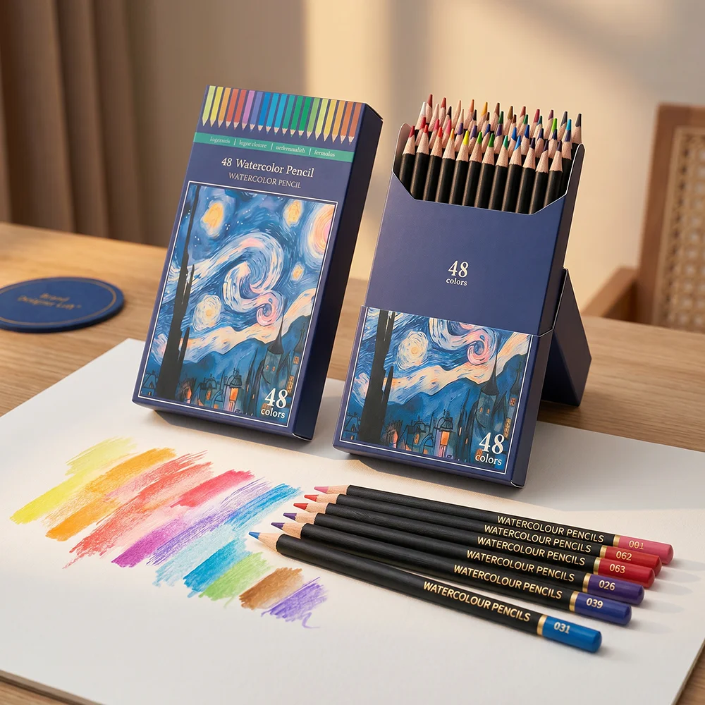 48 Watercolor Pencils Set, Water Soluble Colored Pencils for Artists & Adults, Soft Core Blending Drawing, Painting Supplies for Sketching and Coloring Books