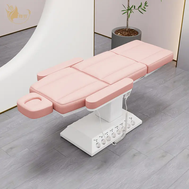 Electric Adjustable Massage Bed With 4 Motors For Eyelash Extension Salon PU Leather Commercial Beauty Treatment Table