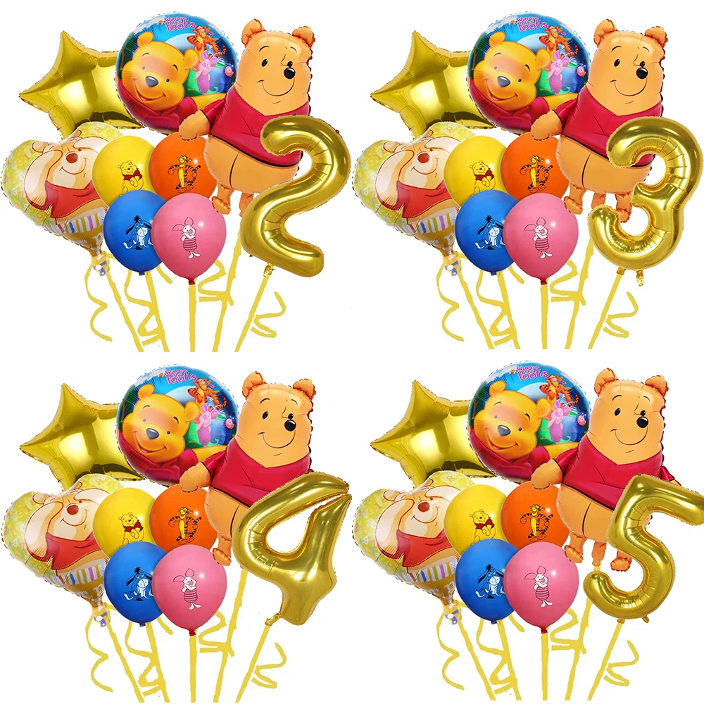 

Disney Winnie The Pooh Foil Gold Number Balloon Set Bear Kids Birthday Party Decorations Baby Shower Children Toy Party Supplies