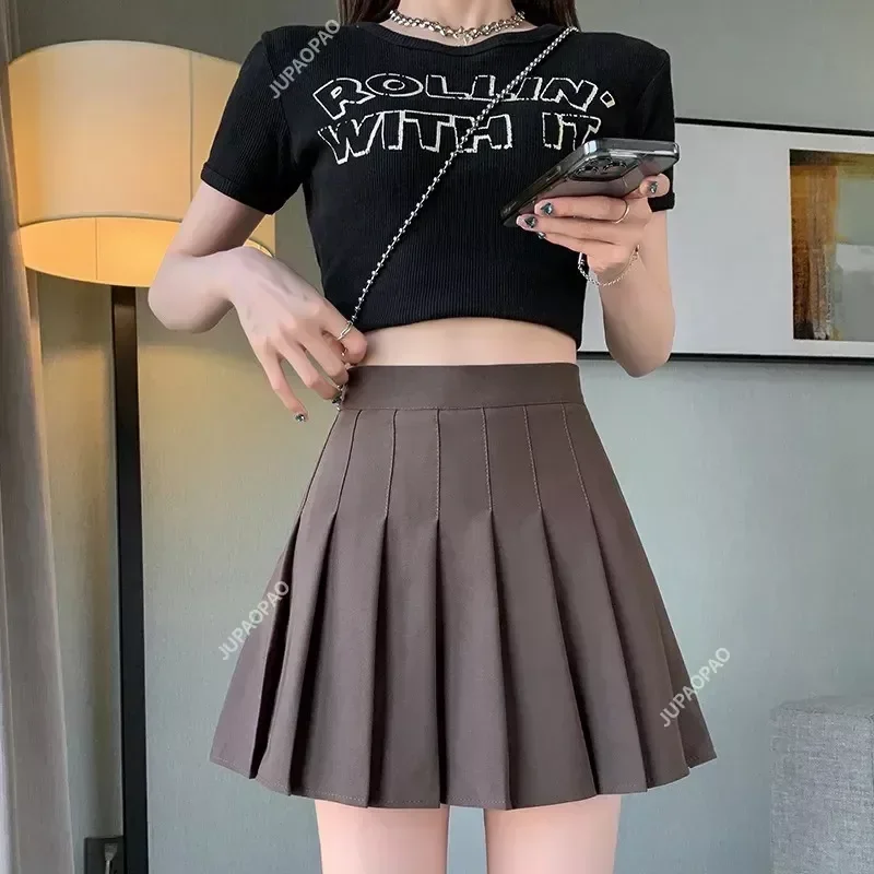 

Fashion Slit Women Pleated Skirt Summer High Waist Sexy Mini Skirt White Jk Korean Girl Dance Skirt