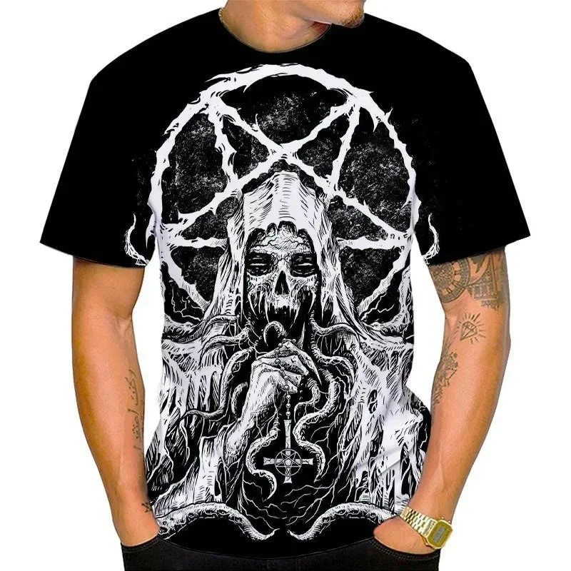

Men and Women Can Wear Satanic 3D Print Original Hip-hop Street Breathable Quick Dry Men's Plus-size Round Neck T-shirt Top
