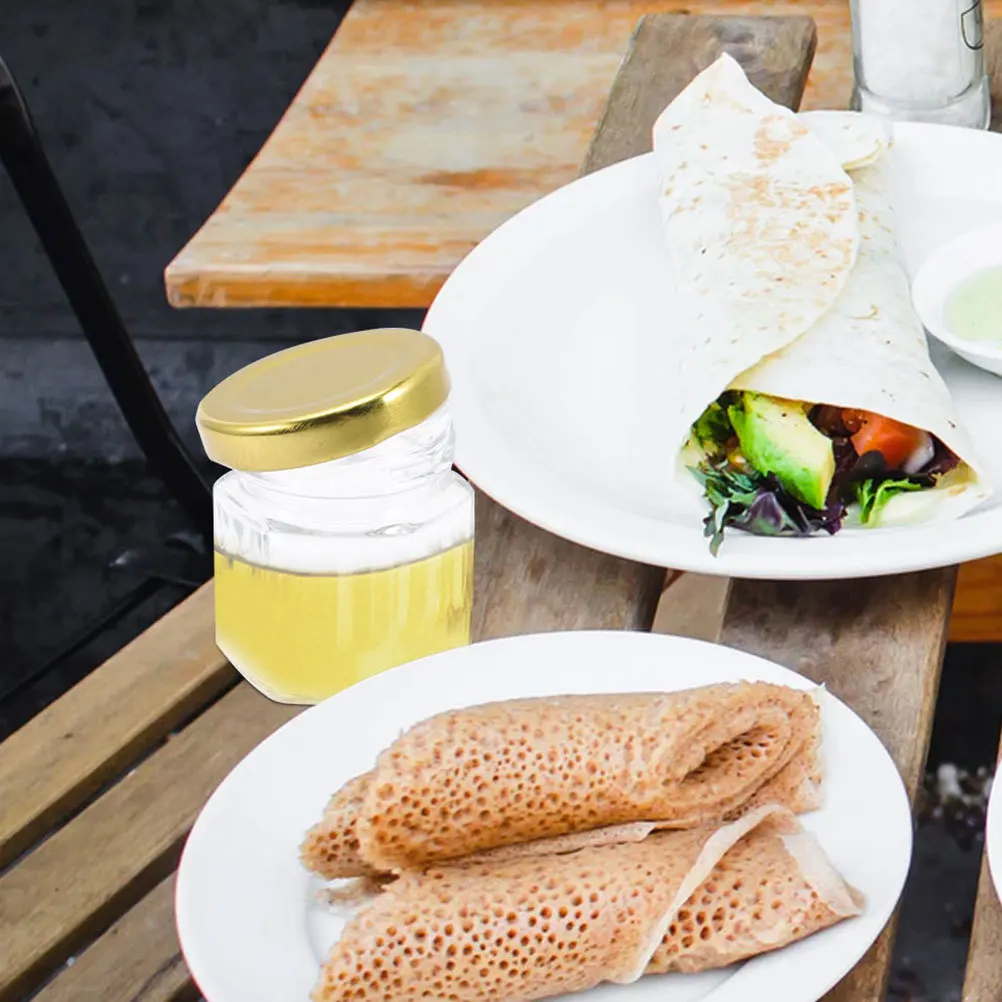 

24 Pcs Hexagon Honey Pot Jars with Lids Clear Airtight Hexagonal Design Containers