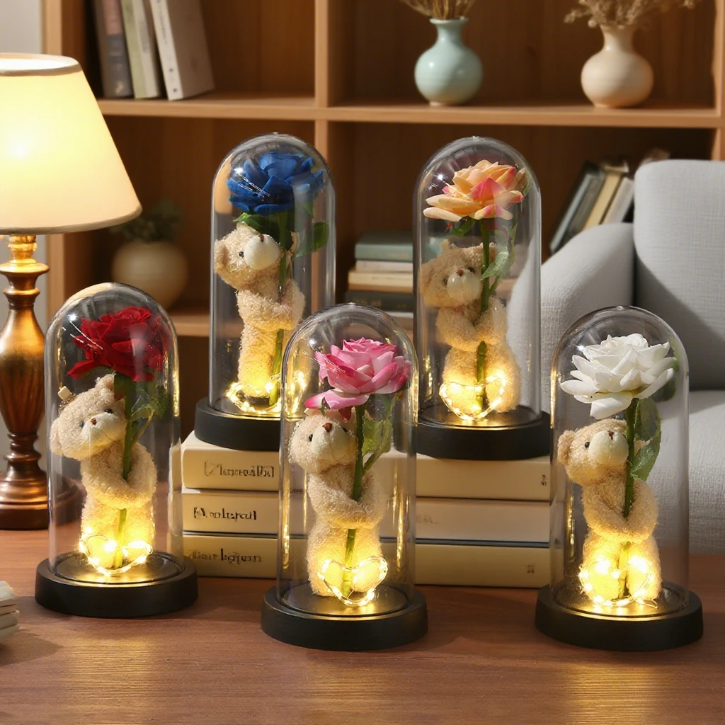 

Искусственная роза со светодиодной подсветкой Alec Shade Rose Bear Декоративный предмет подходит для домашних настольных подарков на свадьбу и День святого Валентина.