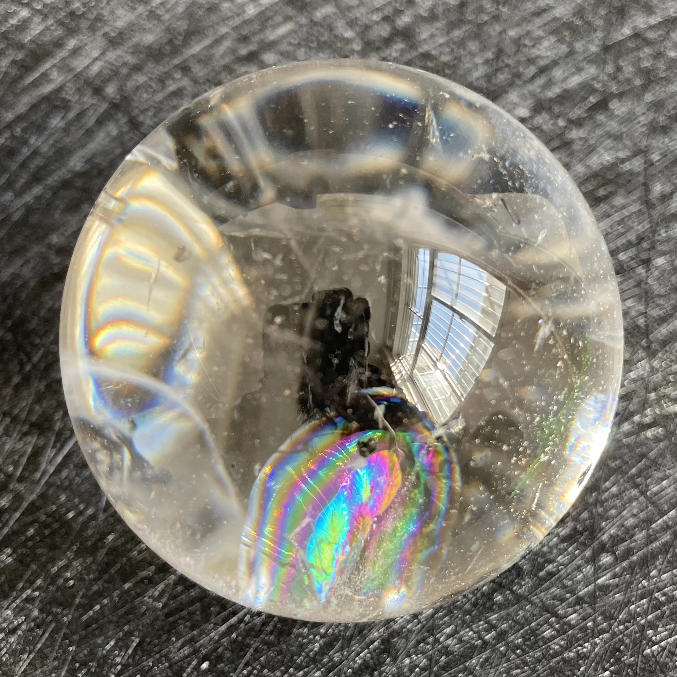 428g Natural Stone Clear Quartz Crystal Ball Rainbow Sphere Polished Rock Reiki Healing L6