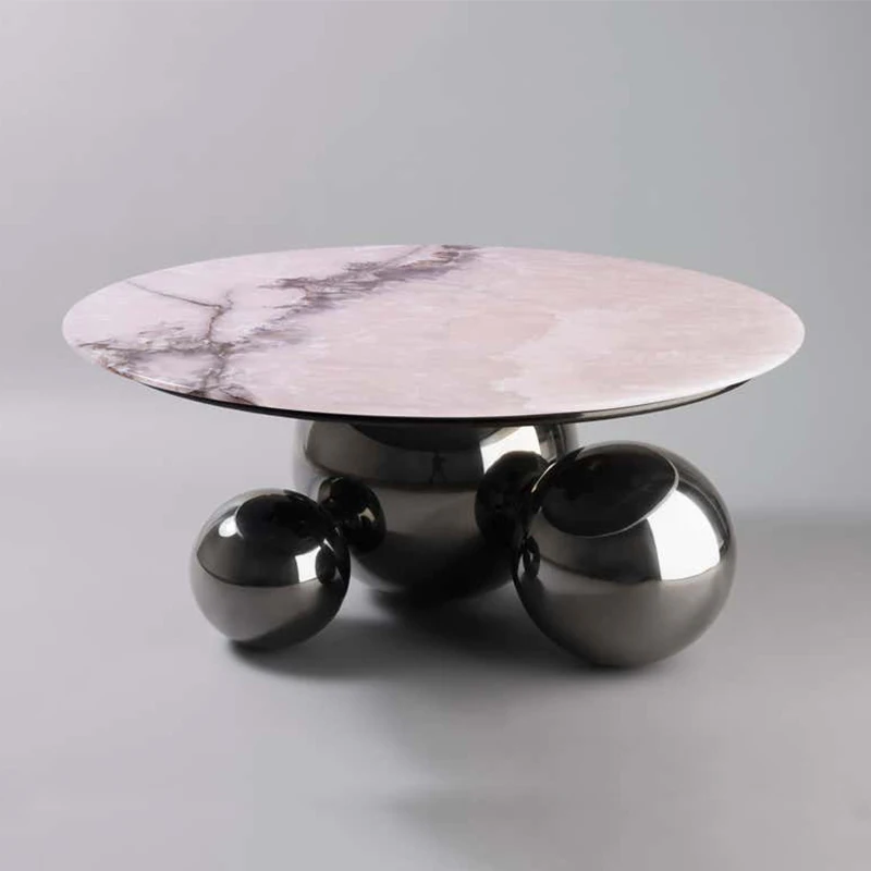 

Round coffee table small apartment living room tea table