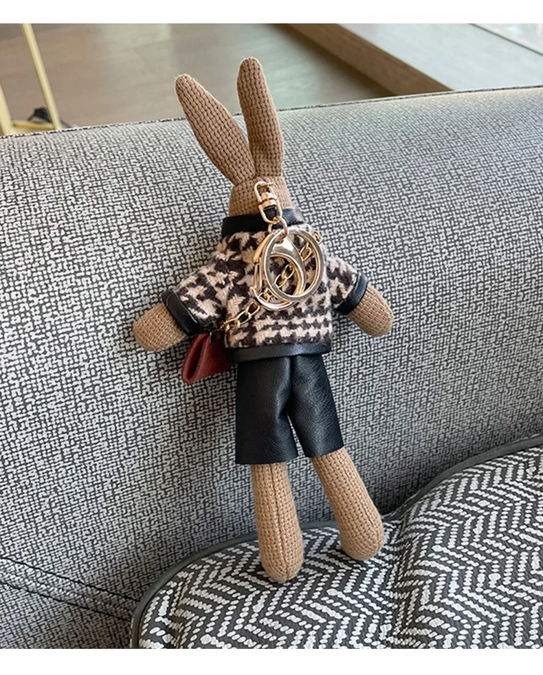 FOXER Creative Lady Rabbit Keychain Cute Metal Bag Pendant as Gift
