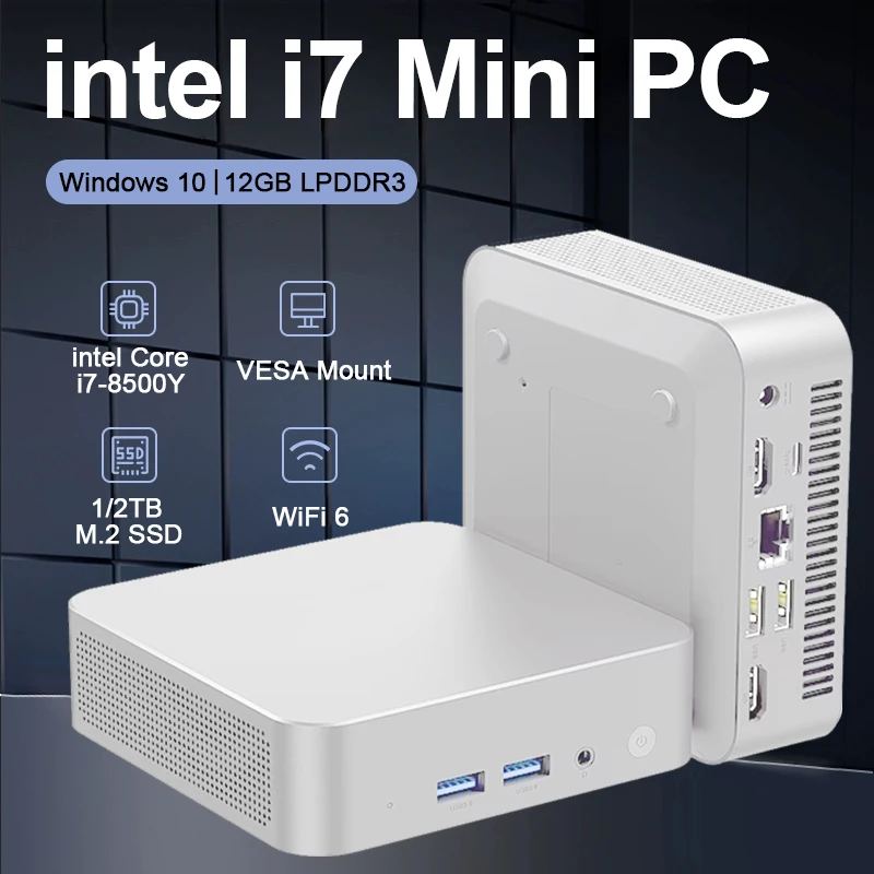 

2025 Portable Mini PC intel core i7-8500Y Windows 10 Computer 12GB DDR3 1TB 2TB SSD Wifi6 BT4.2 4K HD Graphics Desktop Gamer Pc