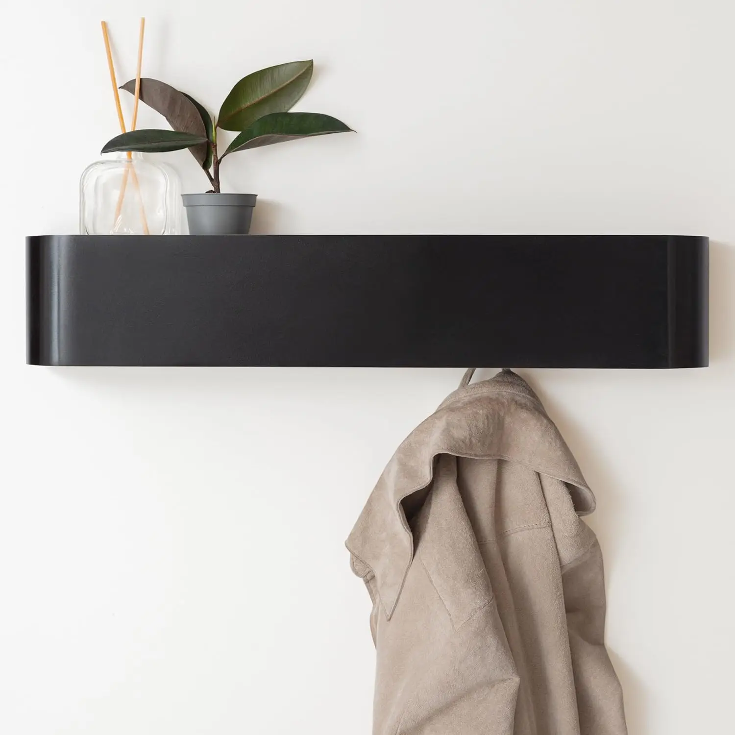 

Wall-Mounted Coat Rack 'Toke' | Modern Design Coat Rack with Hidden Wall | Solid Wood Veneer Panel Coat Hanger | Oak