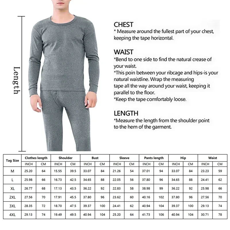 Winter Men Thermal Underwear Sets Thermal Long Pants Legging Homme Sexy Plus Velvet Pajamas Set Casual Thickened Men Underwear