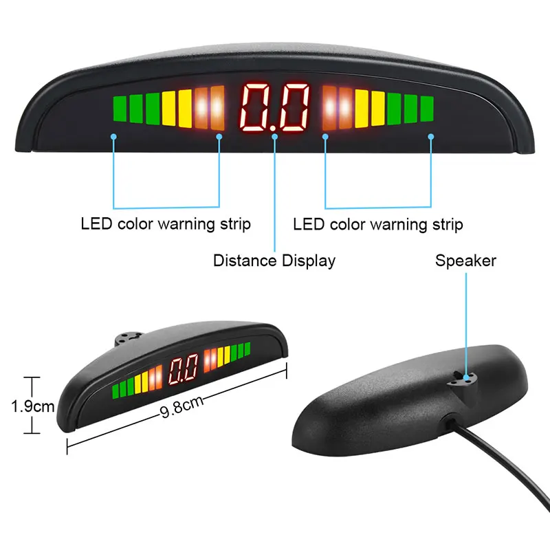 Car LED Parking Sensor Kit with 4 Radar Accurate Digital Display of Obstacle Distance Alarm Parktronic Kit Suitable For Most Car