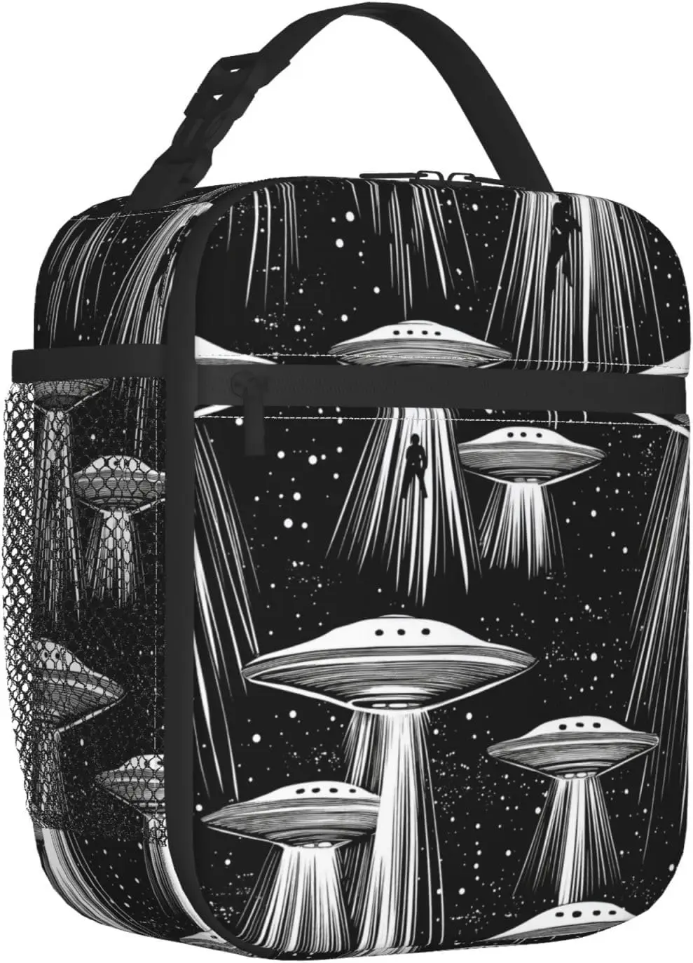 صندوق غداء Alien Ufo للأطفال والبنات والنساء البالغات، حقيبة غداء معزولة بمساحة غامضة، حقيبة يد من البوليستر المبرد #2