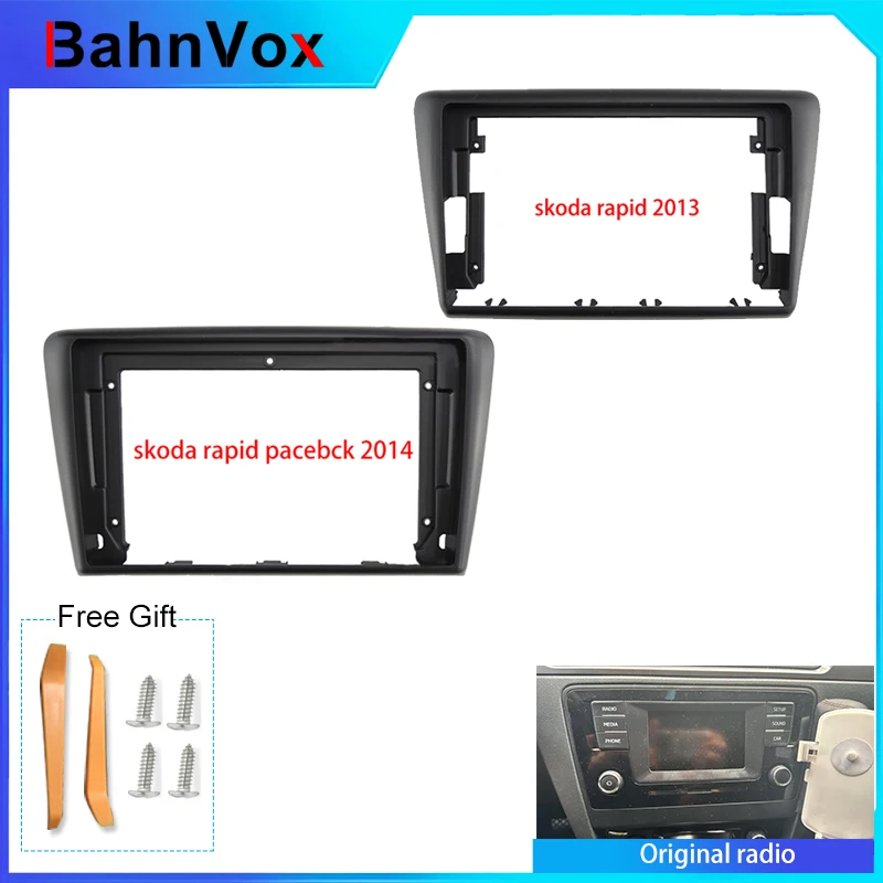 9 inch Android Car Radio Frame for Skoda Rapid NH3 NH1 2012 - 2020 2din Stereo GPS Fascia Bezel Panel Adapter Wire Harness