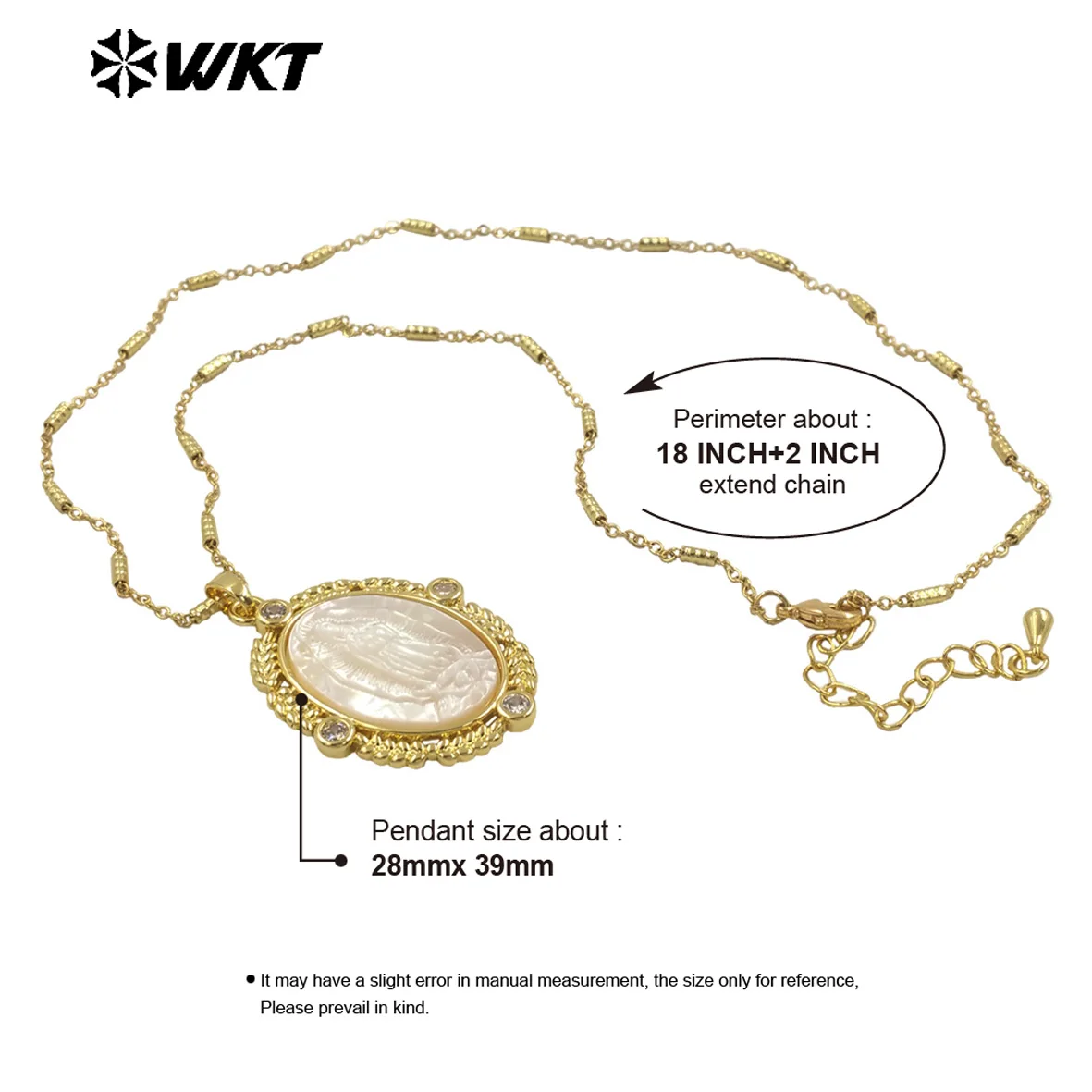 

WT-JN271 2024 Gold Plated Lace Edged Vintage Palace Style Natural Shell Patterned Pendant Necklace For Women Birthday Gift