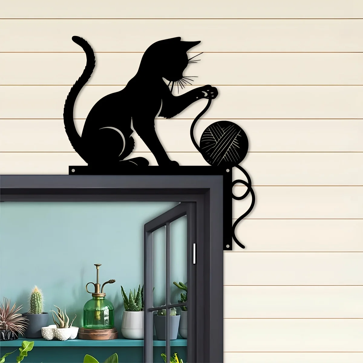 1pc Cat Decor, Whimsical Hanging Decorative Sign for Home, Gift for Halloween, Christmas & More Cat Silhouette Metal Wall Art