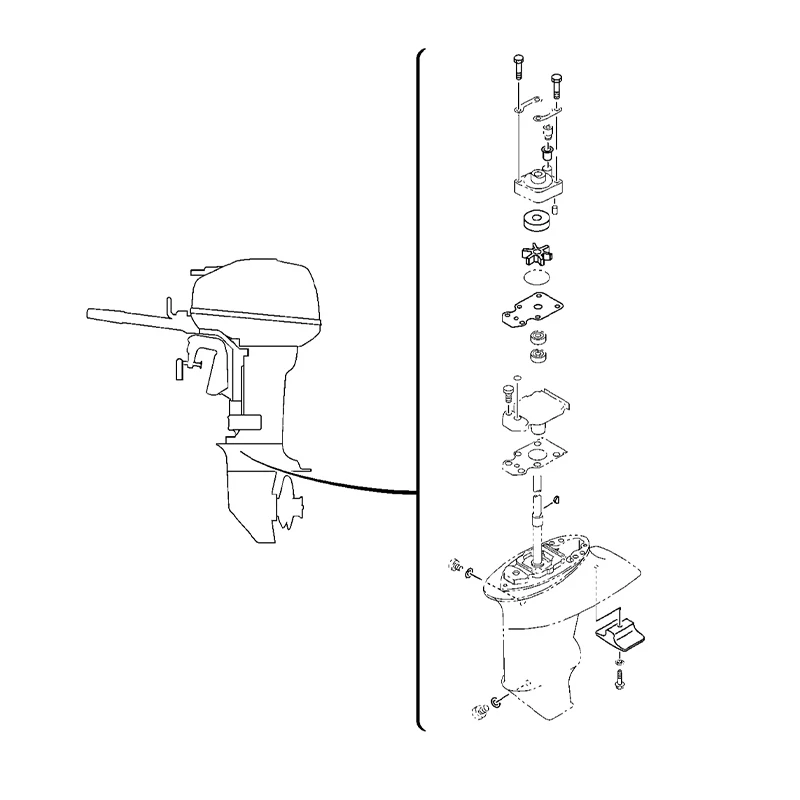 Kit de reparación de impulsor de bomba de agua fuera de borda 63V-W0078-02-00 - 682-W0078-A1 para Yamaha de 2 tiempos 15 o 20 HP, carcasa inferior