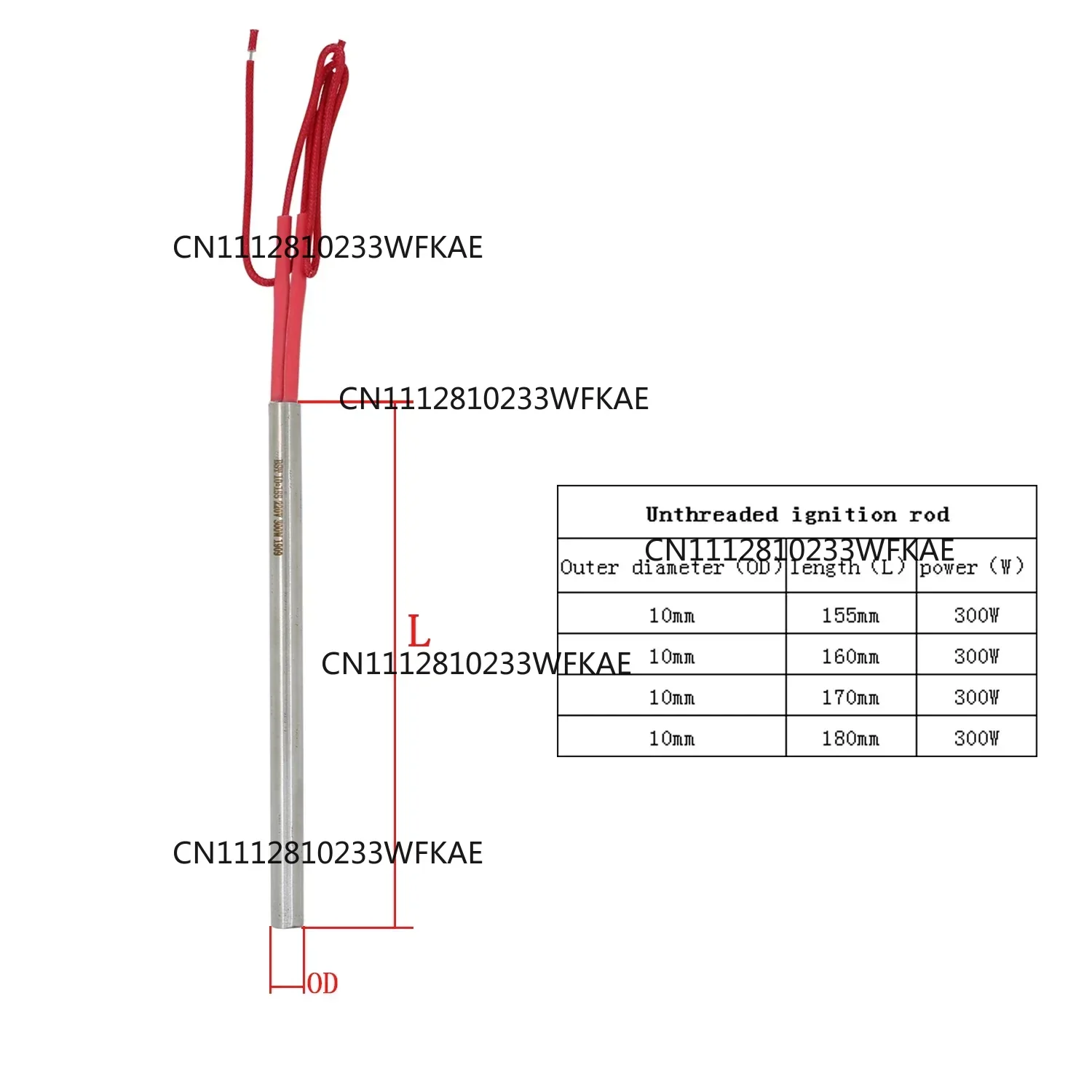 220V 300W Spark Plug Ignition Pellet 155 160 170 180 mm Pellet Ignition Resistance Pellet Diameter 10mm
