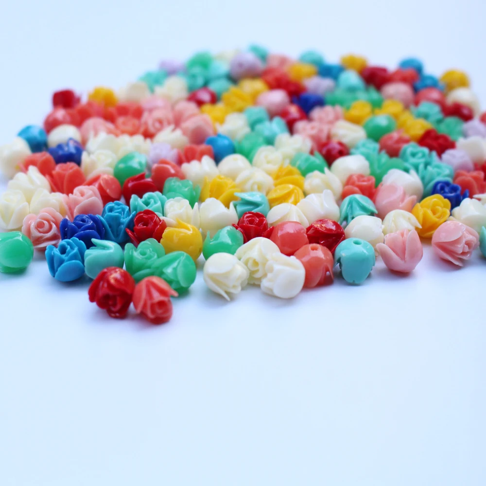 20pcs 7mm Artificial Coral Tulips Flower Beads Color Cabochon Pink Mix color Fashion Beads  for Jewelry making DIY Accessoires