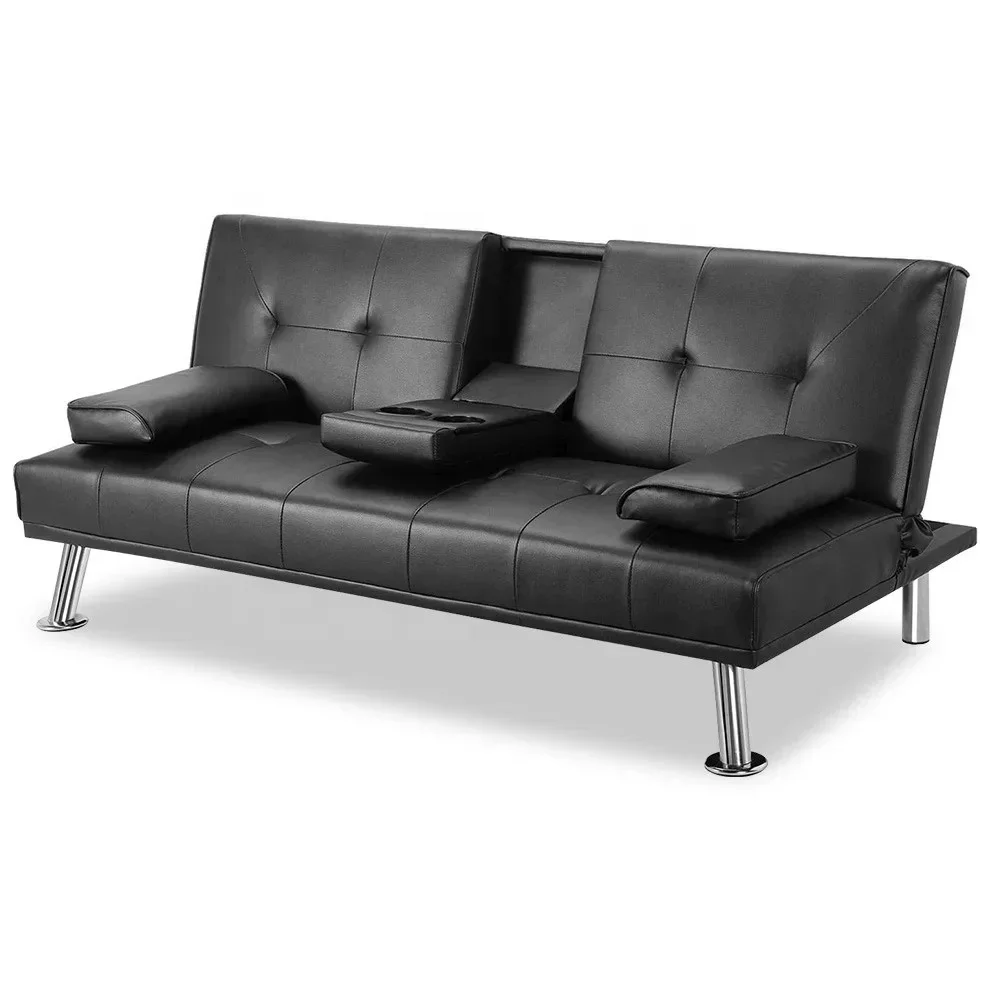 hot selling Living Room sofa multifunctional leather Futon folding sofa bed furniture sofa cum bed with cup holder