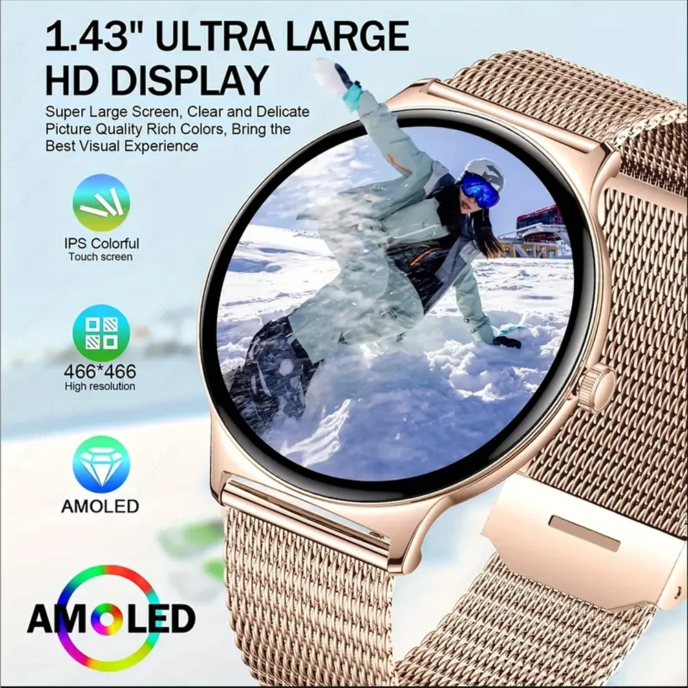 

New Fashion Women's Ultra-thin AMOLED Smart Watch Screen Always On Display Time High-end Bluetooth Call Smartwatches 2025 New