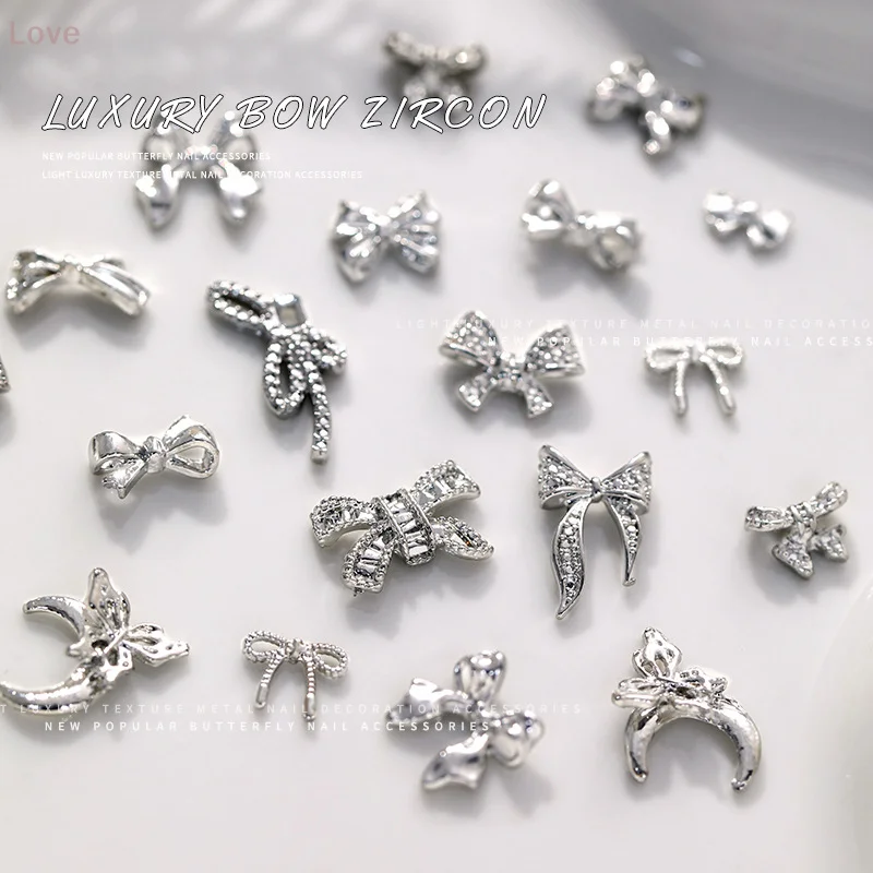 Breloques en alliage d'argent pour Nail Art, 10 pièces, accessoires, pièces pour manucure, décoration d'ongles rétro, fournitures de conception