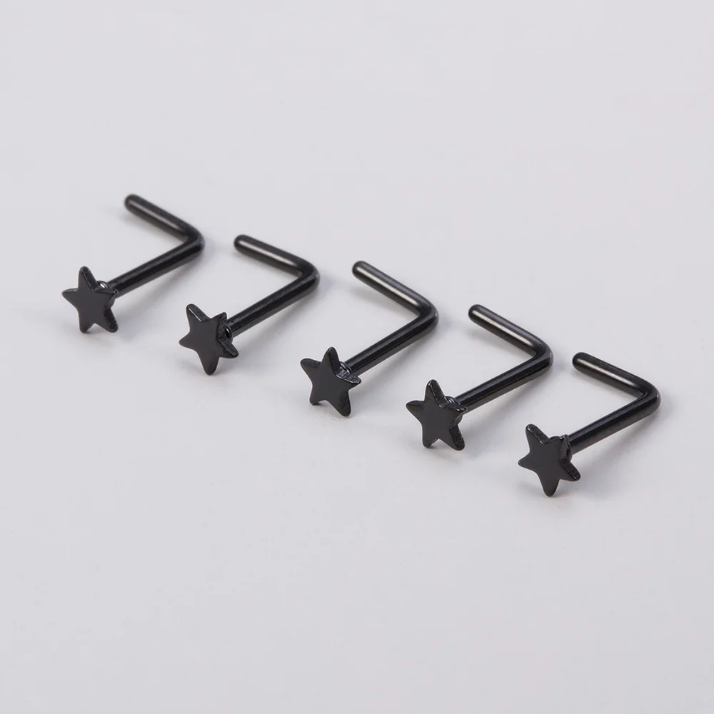 5 Stück Nasenringe für Frauen 20G Schraube Nasenstecker Herz Mond Stern Kugel Edelstahl Nasenloch Piercing Septum Knorpel Schmuck – Detail 18
