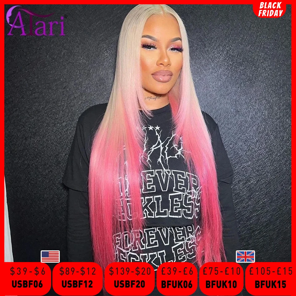 613 Blonde Straight 13x6 Lace Frontal Wig Ombre Rosa Pink 13x4 Lace Front Human Hair Wigs Pre Plucked 180 Density Ombre Lace Wig