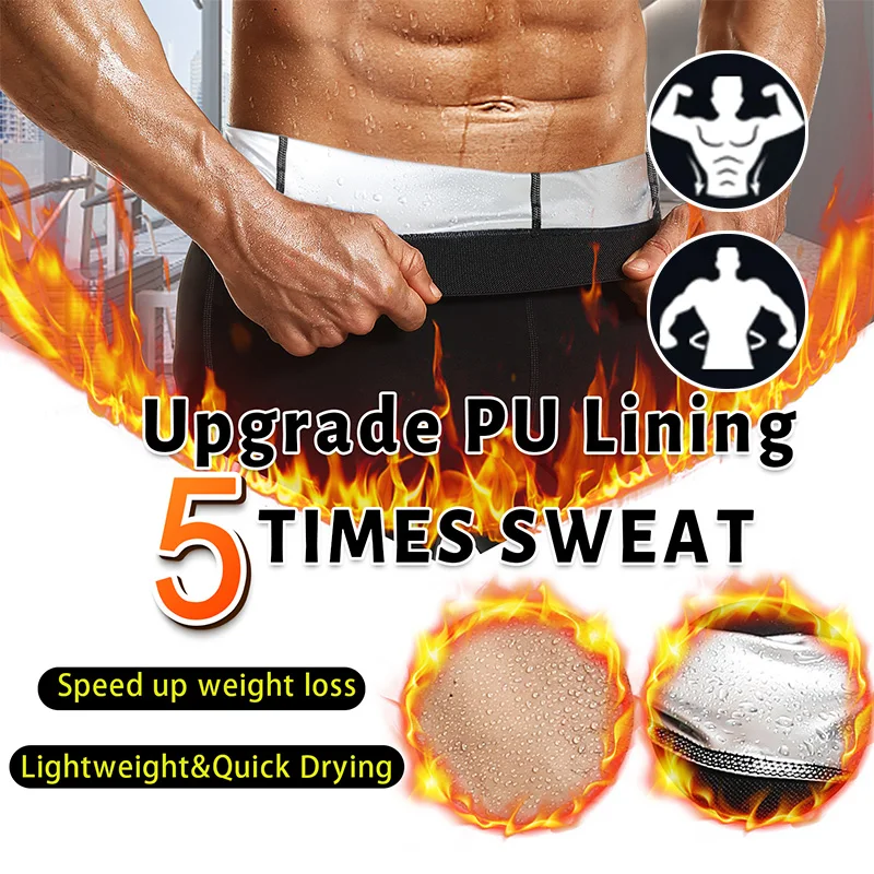 Męskie spodenki do sauny, krótkie, termoaktywne legginsy do sauny, kompresyjne spodnie z wysokim stanem, modelujące sylwetkę, kombinezony do sauny.