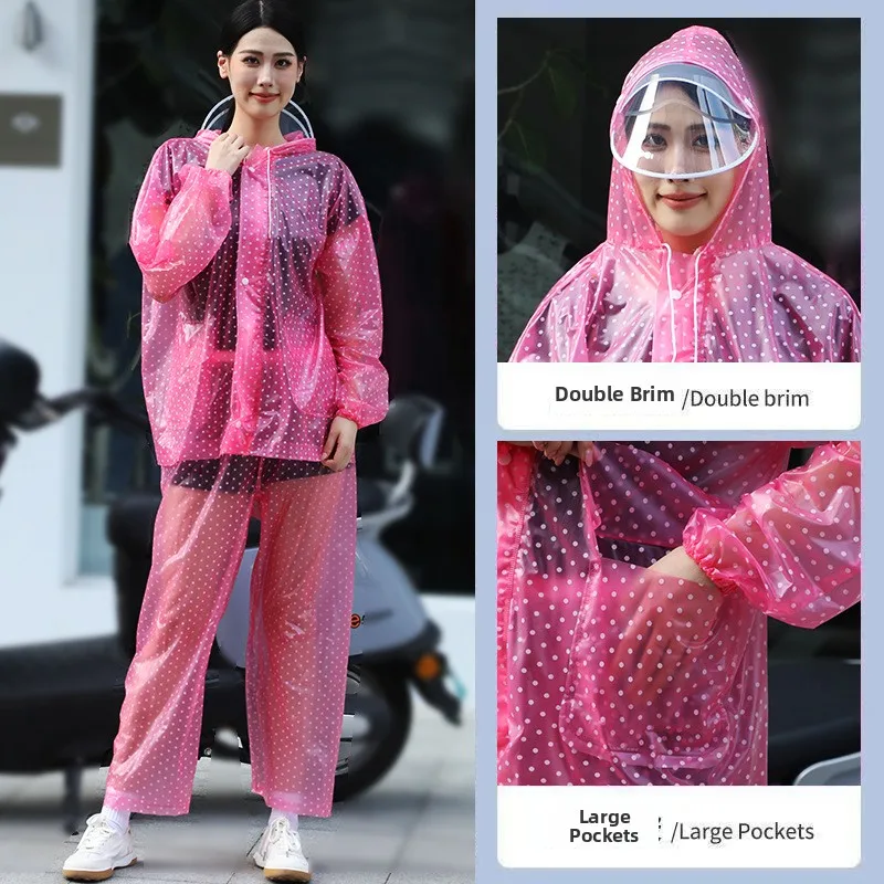 Thickened Women's One-Piece Working Raincoat And Rain Pants Set Adult Full Body Waterproof for Delivery Men  Bicycles - view 2