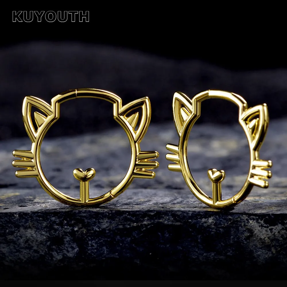 

KUYOUTH Latest Copper Cat Buckle Ear Weight Earring Piercing Gauges Body Jewelry Expanders Stretchers 2mm 2PCS