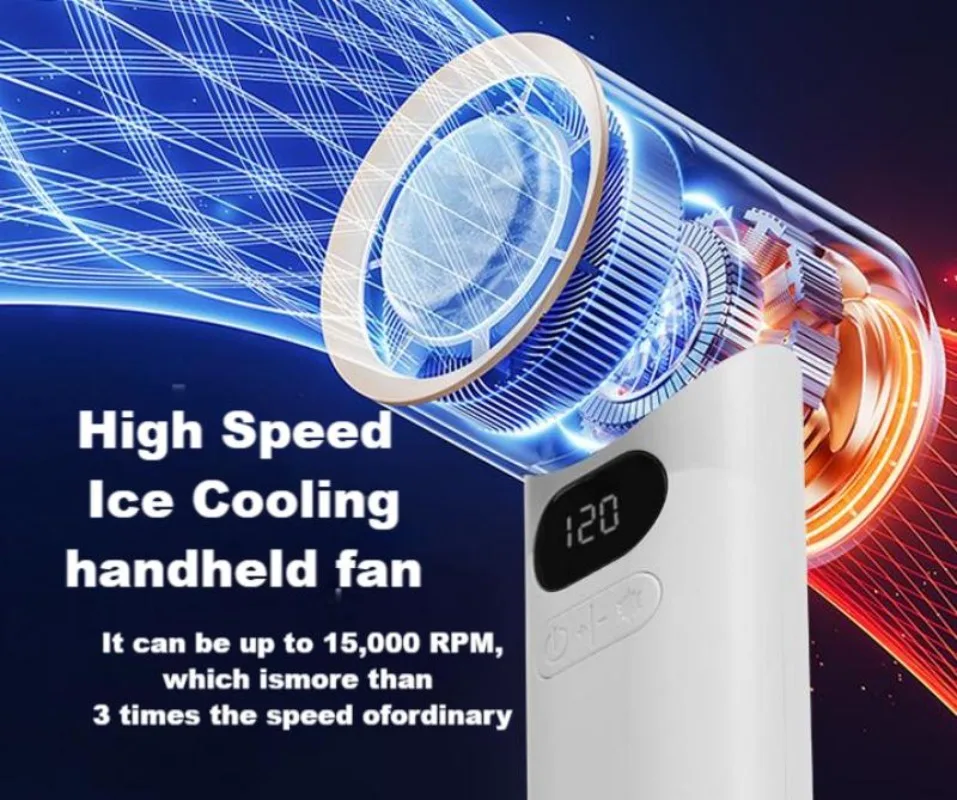 Handheld Mini Fan, Instant Ice Cooling Mode Portable Pocket Fans for Travel Camping Outdoor 120-Speed 3000mAh USB Rechargeable