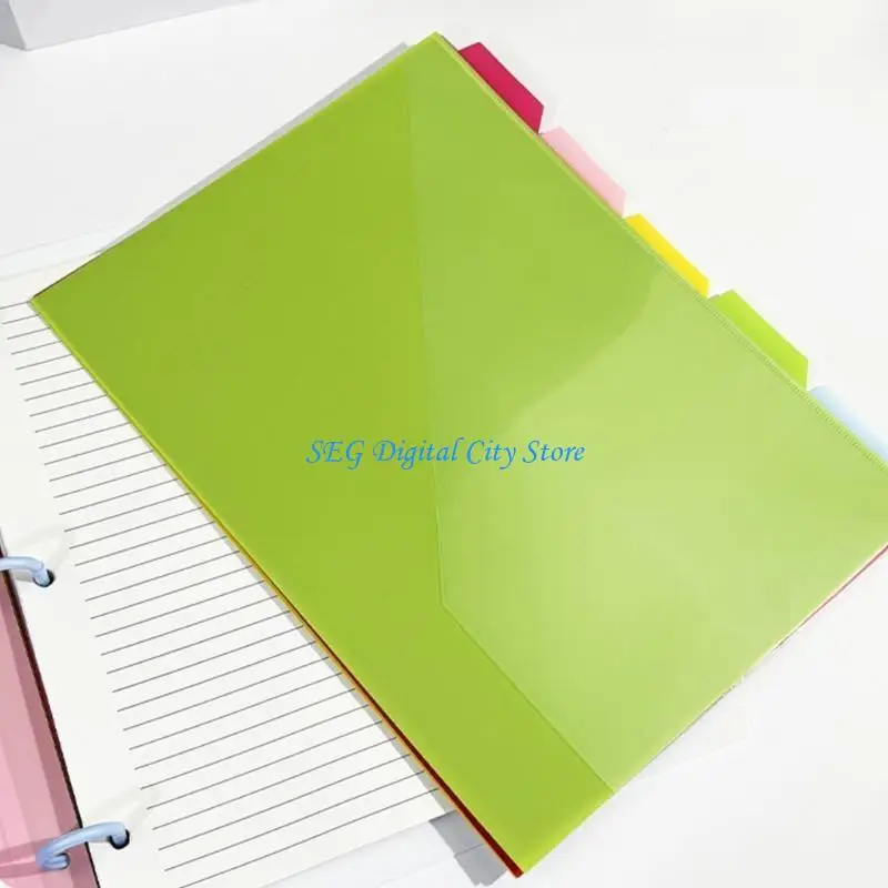 

U75B 5 Pcs 3 Holes File Folders Plastic Dividers Document Organizers Separator Binder Sheet Protectors Index Page Folders