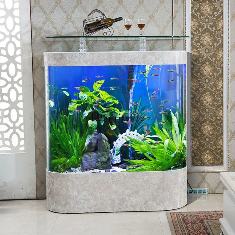 

yj9 European-Style Double Circle Fish Globe Medium and Large Floor Living Room Ecological Aquarium