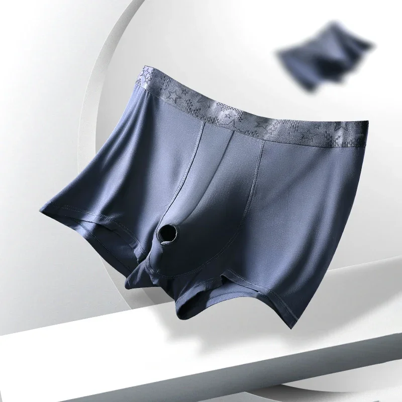 Split briefs Men's bullet split block boxer shorts head scrotum support comfortable boxer bottoms