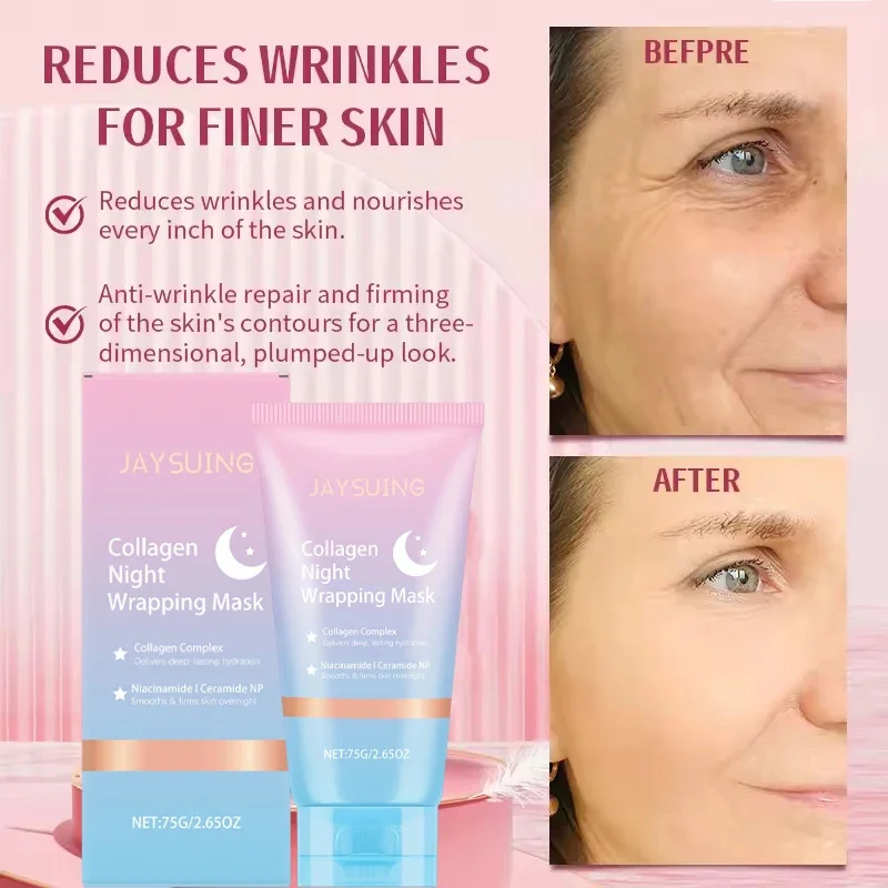 

Collagen Night Wrapping Peel Off Mask Hydration Anti-Aging Reduce Sagging Increase Skin Elasticity Face Korean Skin Care 75g