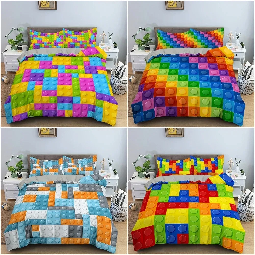 

Colorful Geometric Bedding Set 3D Printed Luxury Cozy Duvet Cover Set King Queen Full Size Bedclothes For Bedroom Decor