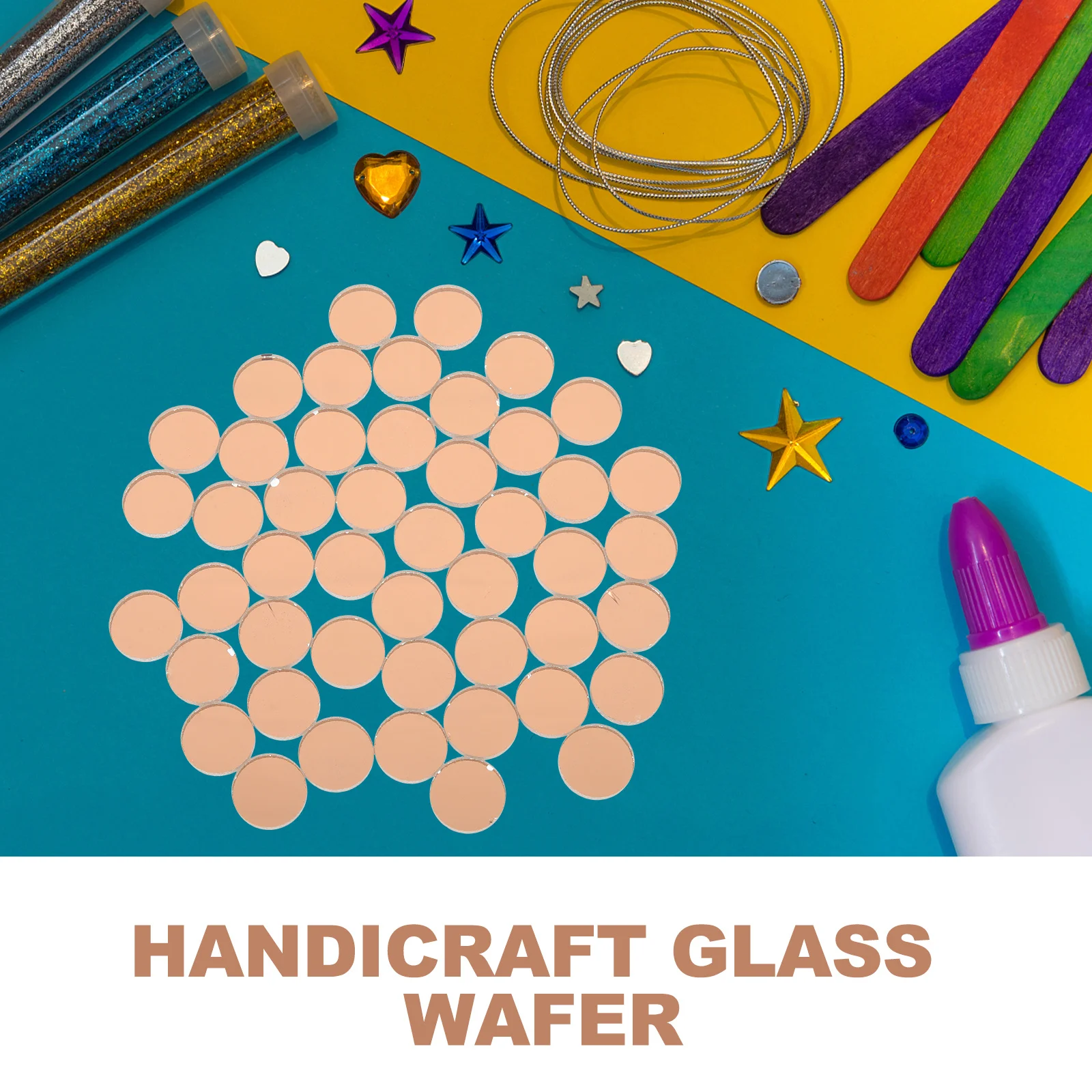 

1 Bag Of Glass Mirror Mosaic For Diy Craft Supplies Frosted Round Glass Slice Decorative Pieces Home Art Handmade Adornment Fish