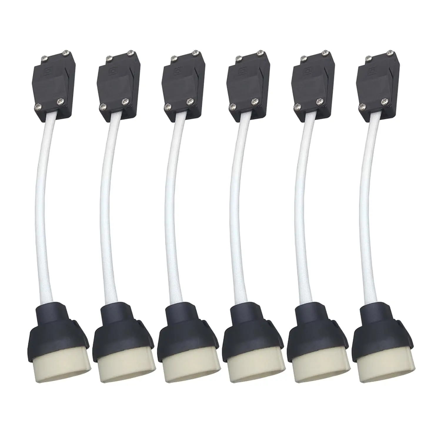 JOYINLED Pack of 6 GU10 Lamp Holder, Ceramic Base and Terminal Strip, Bridge with Cable and Insulating Sleeve, Connector Adapter