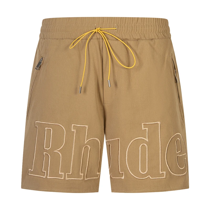 American Street Hip-hop Rhude Casual Shorts High Quality Letter Embroidery Thick Fabric Sports Shorts