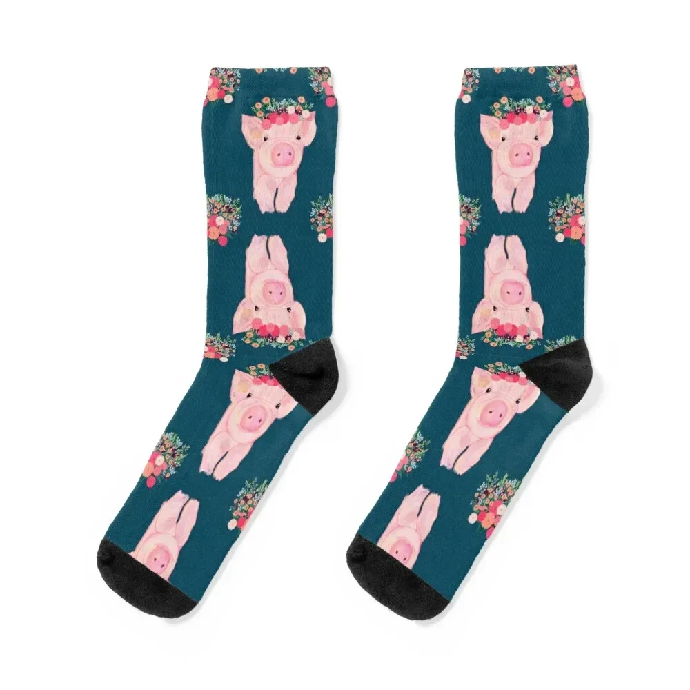 

Boho Pink Pig Print Socks Stockings compression anime Stockings Male Socks Women's