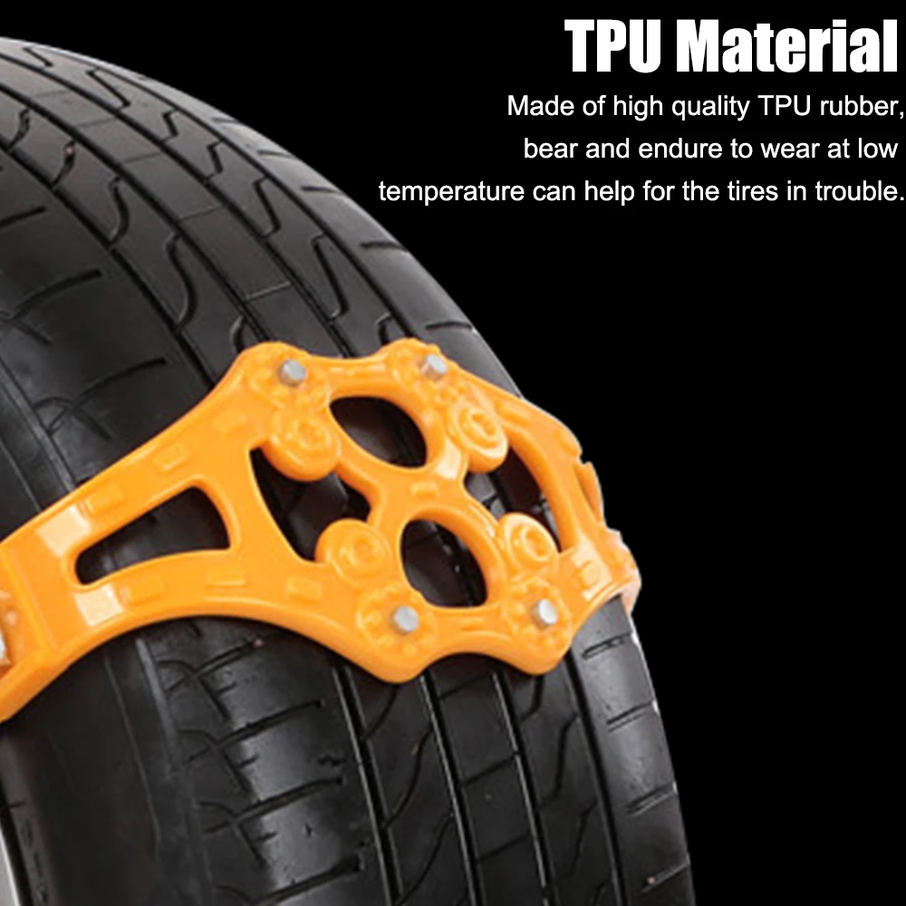 Winter Roadway Safety Tire Double buckle TPU Chains Snow Snap Skid Wheel chains Car Anti-skid Safety Adjustable 1pcs/set