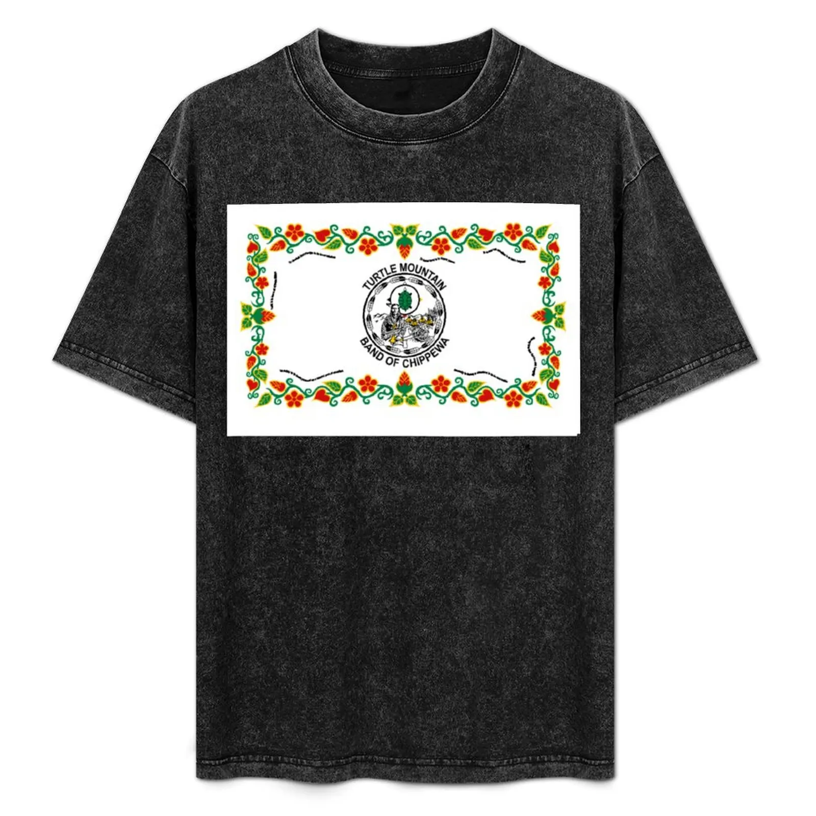 

Flag of Turtle Mountain Band of Chippewa Indian Reservation of North Dakota USA T-Shirt Basic Casual Short Sleeve Cotton Shirt