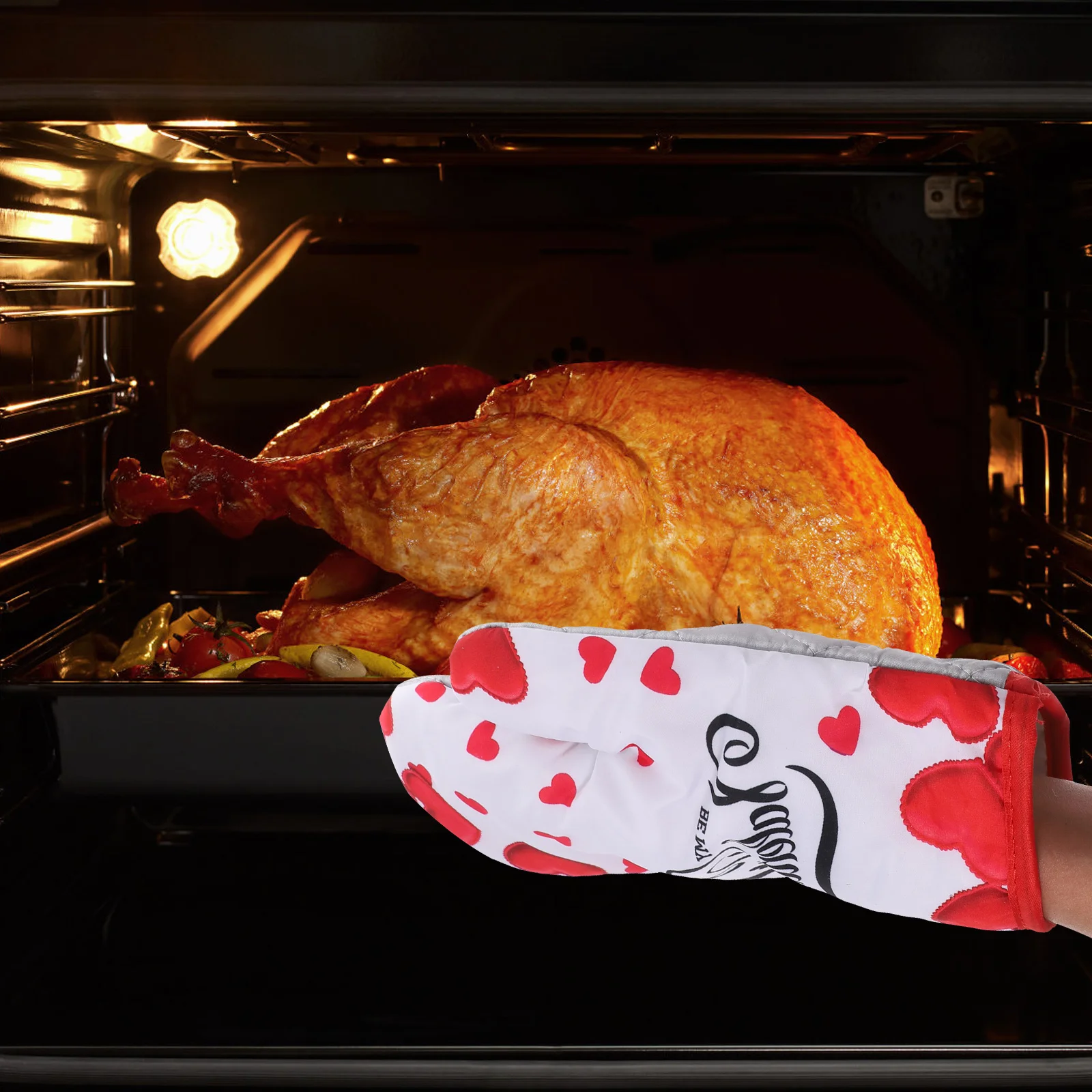 

1Set Thickened Heatproof Oven Gloves Kitchen Insulated Mitts Nonslip Cooking Bbq Baking Microwave Gloves Baking Mitts