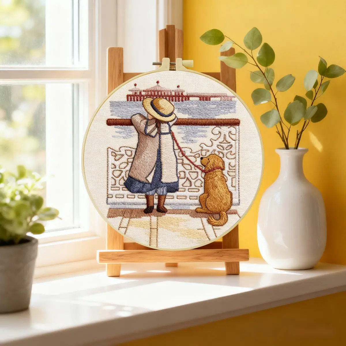 1pc 20X20CM/15X15CM 7.87/6.3inch Girl Embroidery Starter Kit DIY Kit DIY Embroidery Kit Manualidades Sewing Art Needle Art